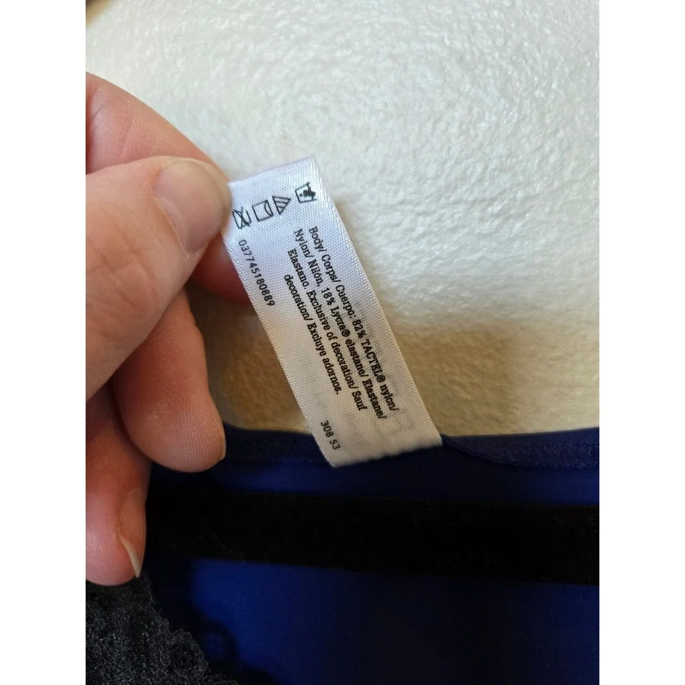 Flexees Maidenform Blue Lace Trim Shapewear Camisole Tank Top 3366 L